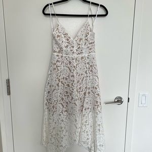 Lulus | One Wish White Lace Midi Dress | Size: xs